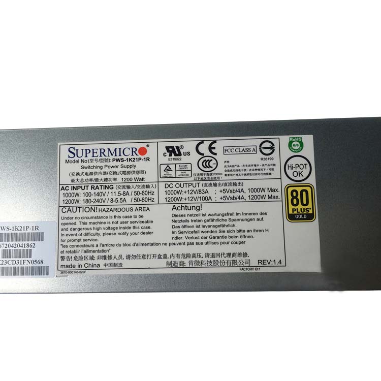 SUPERMICRO Supermicro PWS-1K21P-1Rバッテリー